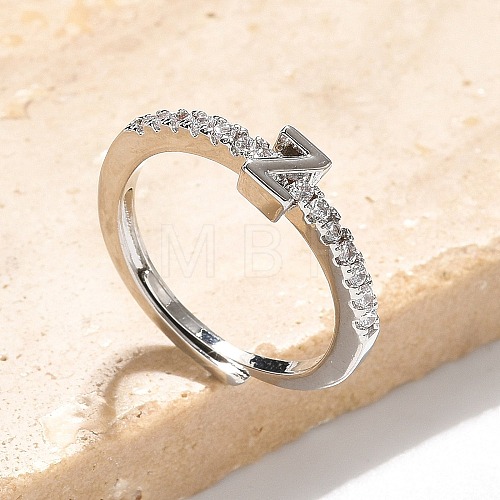 S925 Sterling Silver Adjustable Letter Rings for Women RJEW-M068-01P-Z-1