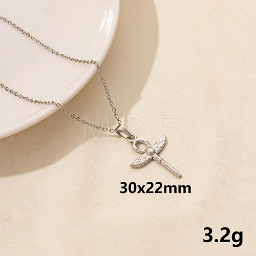 Stylish Stainless Steel Ankh Cross Pendant Necklace for Women GL2077-1-1