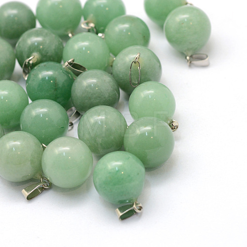 Round Natural Green Aventurine Pendants G-Q434-15-1