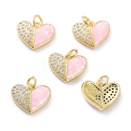 4Pcs Real 18K Gold Plated Brass Micro Pave Clear Cubic Zirconia Charms KK-SZ0004-43-1