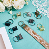 30Pcs 5 Colors Iron Ribbon Ends with Keychain Split Ring IFIN-GF0001-66-4