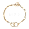 Brass Micro Pave Clear Cubic Zirconia Heart & Ring Link Bracelets BJEW-JB13159-2