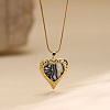 304 Stainless Steel & Synthetic Shell Heart Pendant Necklaces for Women WG39B48-02-1