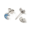 Enamel Crescent Moon with Star Stud Earrings with 316 Surgical Stainless Steel Pins EJEW-A081-05P-3