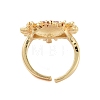 Rack Plating Heart Brass Enamel Open Cuff Rings for Women RJEW-B064-19G-02-3