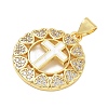 Religion Cross Brass Micro Pave Clear Cubic Zirconia Pendants CU-CBA83A6-03C-G02-2