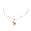 Natural Spiral Shell Pendant Natural Freshwater Shell Column and Round Shell Pearl Beaded Necklaces NJEW-JN06553-2