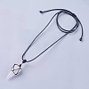 Natural Quartz Crystal Cone Braided Pendant Necklace NJEW-SZ0001-59A-1