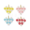 4Pcs MIYUKI Glass Seed Beaded Heart with Flower Pendants PALLOY-MZ01113-1