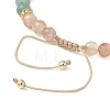 3Pcs Natural Mixed Gemstone & Shell Pearl Round Beaded Braided Bead Bracelets BJEW-JB13392-5