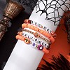 5Pcs 5 Styles Halloween Synthetic Non-magnetic Hematite & Polymer Clay Beaded Stretch Bracelet Sets BJEW-JB10733-3