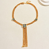 Vintage Alloy Enamel Long Tassel Y Necklaces for Women QE5106-1