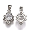 Brass Micro Pave Clear Cubic Zirconia Pendants ZIRC-Z013-09P-2