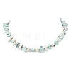 Dyed Nuggets Natural Trochid Shell & Round Electroplate Synthetic Non-magnetic Hematite Beaded Necklaces for Women NJEW-JN05801-02-2