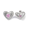 Heart 304 Stainless Steel Pearl Pink Cubic Zirconia Stud Earring for Women EJEW-Z047-05P-01-2