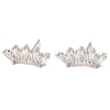 Crown Brass Micro Pave Cubic Zirconia Stud Earrings EJEW-L270-21P-1
