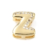 Brass Micro Pave Clear Cubic Zirconia Initial Spacer Bars KK-E802-34G-Z-1