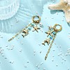 Dolphin & Starfish 304 Stainless Steel & Shell Pearl Hoop Earrings for Women EJEW-JE07128-1