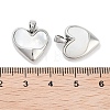 Brass Pave Natural Shell Heart Charms KK-C051-24P-3