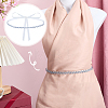 1Pc Rhinestone and White Imitation Pearl Leaf Polyester Belts for Dress AJEW-FG0005-76-4