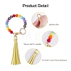 Silicone Round Beaded Keychain with Imitation Leather Tassel KEYC-SW00005-04-2