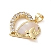 Brass & Shell & Clear Cubic Zirconia Pendants KK-I712-06G-2