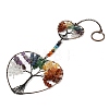 7 Chakra Heart Tree of Life Brass & Natural & Synthetic Gemstone Beads Hanging Ornament G-H359-01R-01-3