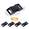 SUPERFINDINGS 4Pcs Matte Alloy Side Release Buckles FIND-FH0008-69-2