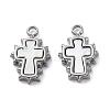 304 Stainless Steel Pave Natural White Shell Cross Charms STAS-S163-26P-1