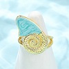Brass Enamel Adjustable Cuff Rings for Women RJEW-G357-01D-2