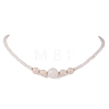Natural Green Aventurine & Rose Quartz & Larvikite & Lapis Lazuli & Amethyst & Carnelian Round Graduated Beaded Necklaces NJEW-JN05654-3