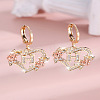 Heart Brass Micro Pave Clear Cubic Zirconia Hoop Earrings FS-WGD5D87-08-1