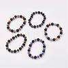 Natural & Synthetic Mixed Stone & Lava Rock Stretch Bracelets BJEW-JB03071-1