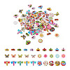 Mega Pet 300Pcs 6 Style Painted Poplar Wood Buttons FIND-MP0001-08-14