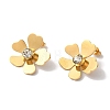 Flower Ion Plating(IP) 304 Stainless Steel Stud Earrings for Women EJEW-L287-004G-1