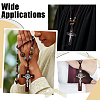 4Pcs Natural Tiger Eye Round Bead & Synthetic Hematite Bead & Wood Cross Pendant Necklaces NJEW-HY00003-5