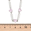 Brass Pave Pink Cubic Zirconia Heart Link Chain Necklaces KK-CBA4547-16A-P-4
