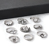 9Pcs Alloy Rhinestone Plain Band Rings PW-WG2EE61-01-2