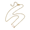 Natural Pearl Rice Pendant 304 Stainless Steel Satellite Chain Necklaces for Women NJEW-JN06149-01-3
