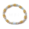 Natural Lava Rock & Synthetic Aqua Terra Jasper & Natural Aquamarine Beads Strethch Bracelets BJEW-JB11666-02-2