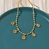 Brass Micro Pave Cubic Zirconia Sun Pendant Bib Necklaces NJEW-G183-02G-3