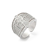 Brass Micro Pave Clear Cubic Zirconia Open Cuff Rings for Women RJEW-A059-04P-2