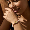 Elegant Round Brass & Imitation Pearl Beads Braided Bead Bracelets FJ6643-1