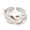 304 Stainless Steel Twist Rope Shape Open Cuff Ring for Women RJEW-E063-06P-2