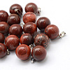 Round Natural Red Rainbow Jasper Pendants X-G-Q434-14-1