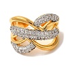 Brass Micro Pave Cubic Zirconia Cuff Rings for Women RJEW-G325-11A-GP-2