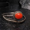 Natural Agate Beaded Cuff Bangles BJEW-C146-02-5