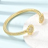 Brass Micro Pave Clear Cubic Zirconia Sunflower Open Cuff Bangles for Women CU-CBAE7DF-49G-3