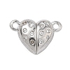 Heart Brass Micro Pave Clear Cubic Zirconia Magnetic Clasps KK-C251-11P-1