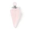 Natural Rose Quartz Faceted Cone Openable Perfume Bottle Big Pendants G-L524-18P-12-1